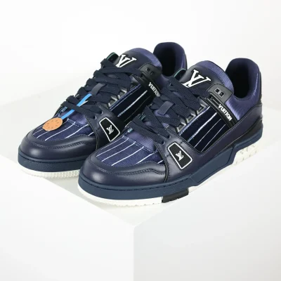 Trainer Sneakers Navy Blue And Velvet - etkick reps